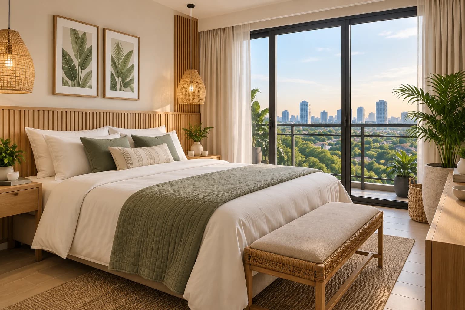 Alabang Comfort 1-Bedroom bedroom with a green outlook