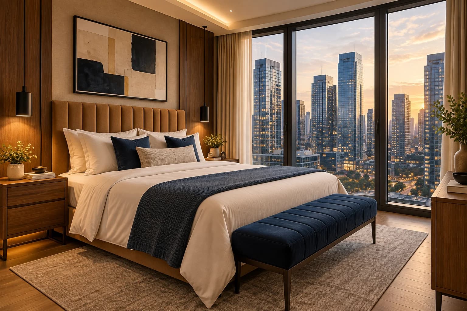 Premium BGC 1-Bedroom bedroom with skyline view