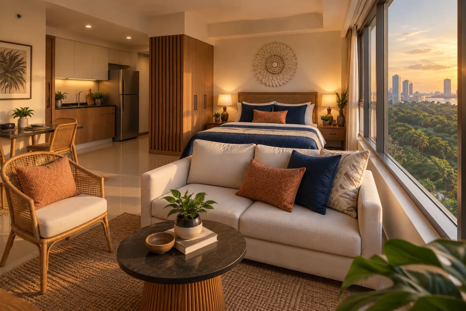 Alternate view of the combined sleeping and living space at Ermita City Studio