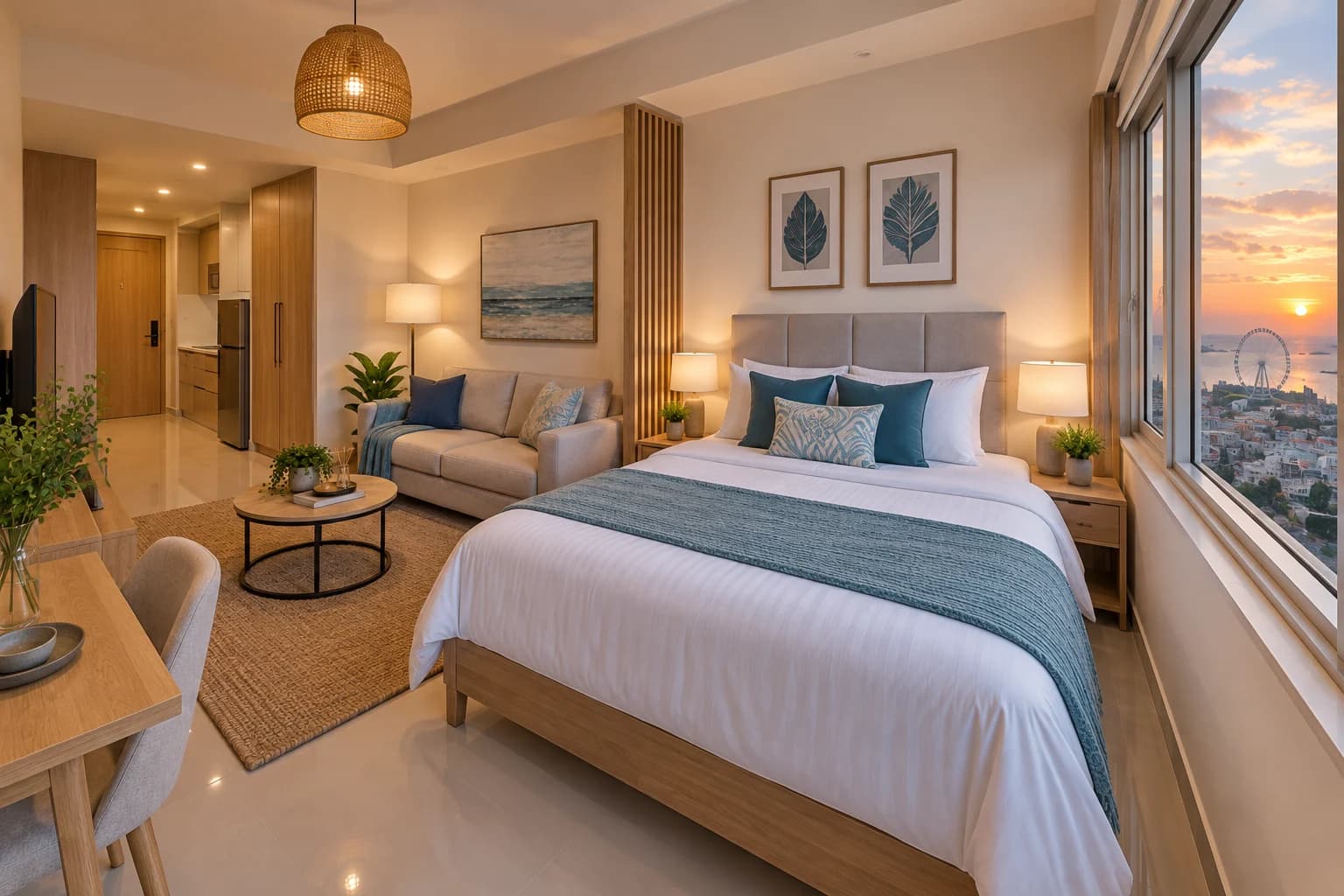 Alternate view of the combined sleeping and living space at MOA Bayview Studio