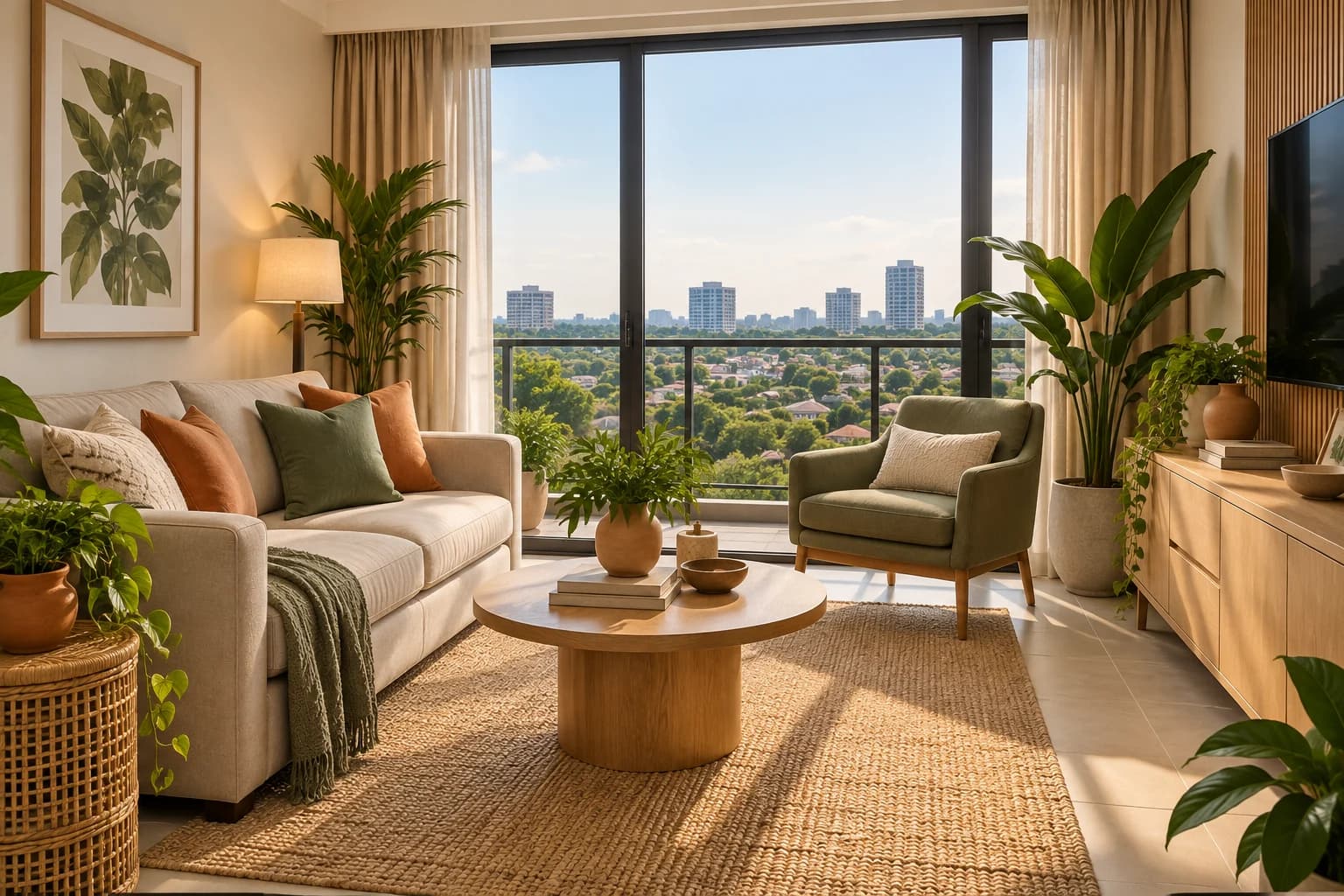 Alabang Comfort 1-Bedroom leafy living room